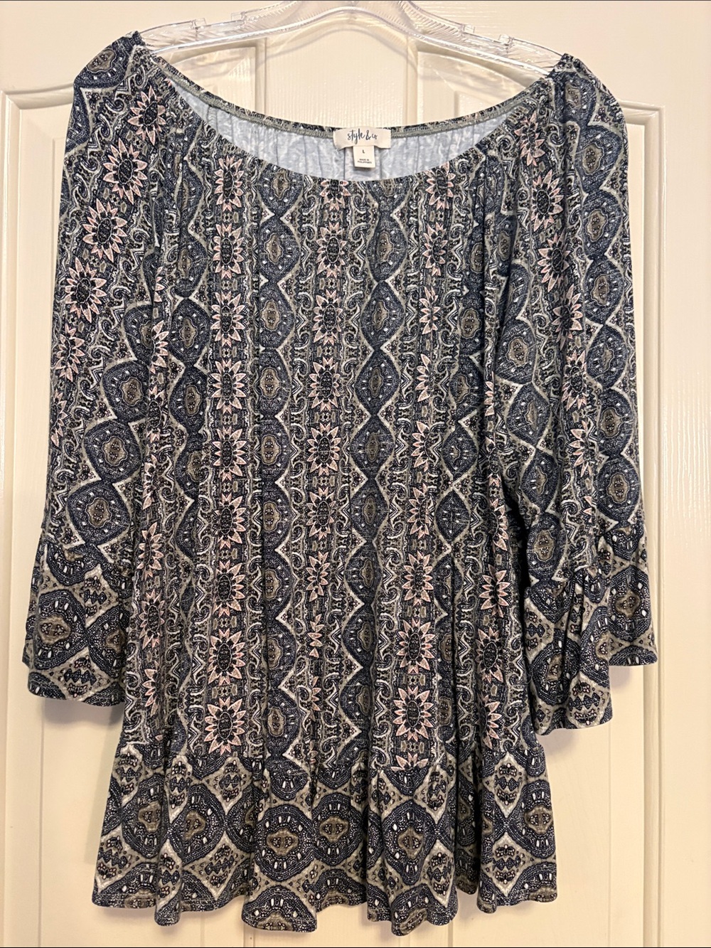 Style & Co. Navy, Sage & Blush Print Tunic
